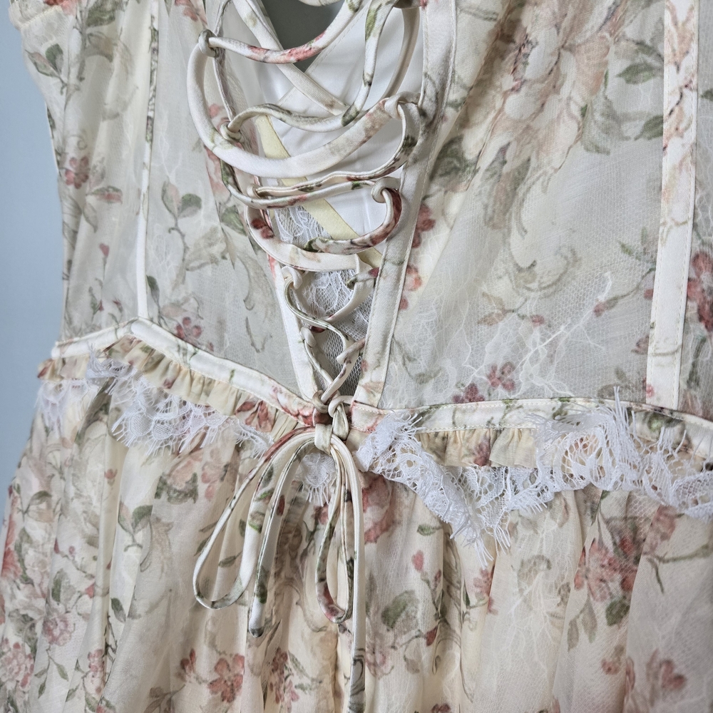 V. Chapman Floral Tiered Maxi Dress in Cream and Pink - Picture 11 of 16